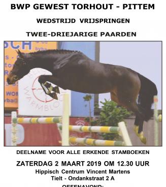 WEDSTRIJD VRIJSPRINGEN 2- en 3 JARIGE PAARDEN bij Vincent Martens te Tielt Organisatie Gewest Pittem-Torhout WEDSTRIJD VRIJSPRINGEN 2- en 3 JARIGE PAARDEN bij Vincent Martens te Tielt Organisatie Gewest Pittem-Torhout