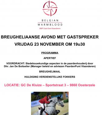 BWP Zuid-Oost-Vlaanderen: Breugheliaanse avond met gastspreker op vrijdag 23 november BWP Zuid-Oost-Vlaanderen: Breugheliaanse avond met gastspreker op vrijdag 23 november
