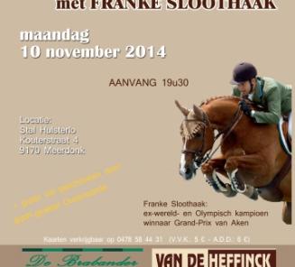 MAANDAG 10 NOVEMBER: SPRINGCLINIC BWP-OUDENAARDE MET FRANKEÊSLOOTHAAK